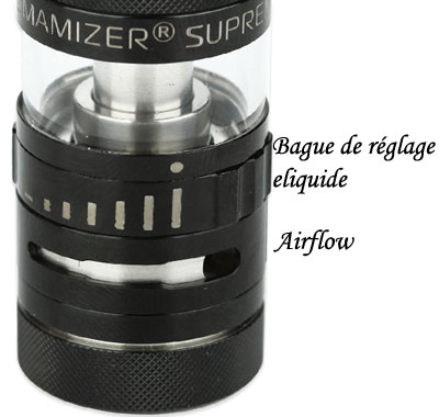 bagues de réglages airflow et eliquide aromamizer supreme lite rdta